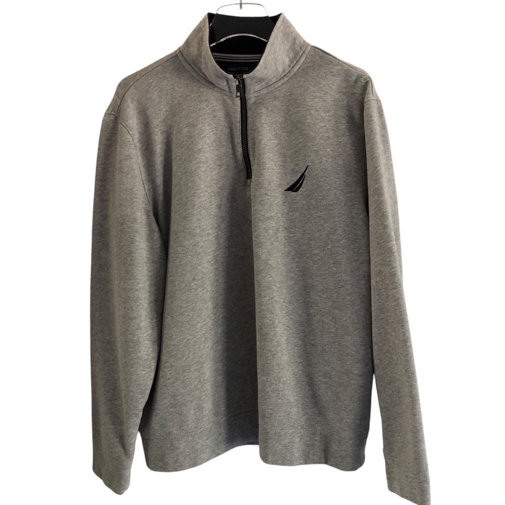 Nautica Mens Quarter Zip Pullover Grey Large